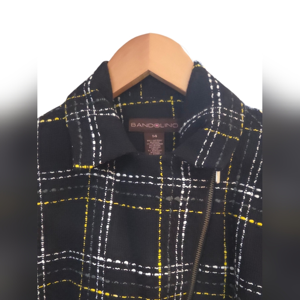 Bandolino - Cropped Tweed Moto Blazer w/Diagonal Zipper & Pockets Fun For Spring - Picture 4 of 8